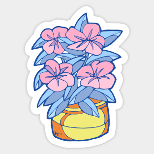 Blue and Pink Yellow Pot Plant Sticker